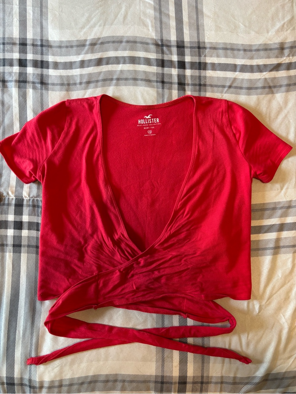 Hollister Bright Red Wrap Tie Crop Top